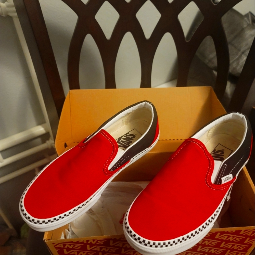 Vans Red/Black Checkerboard, Pristine Condition, Sz 7 Women